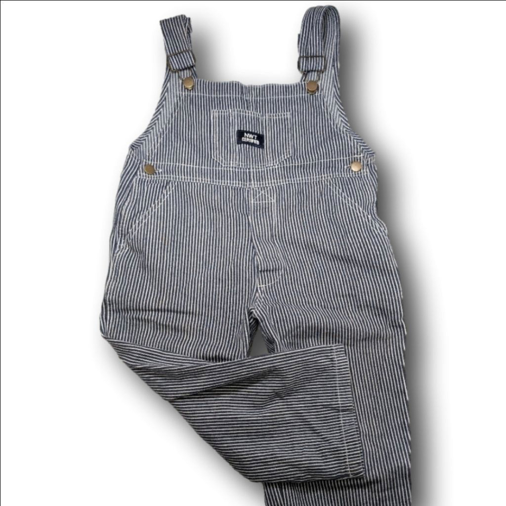 Boys Get Real Gear Overalls Size 8 Blue White Striped